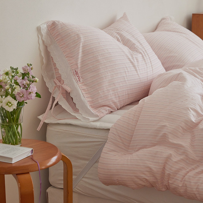 마틸라 리틀슬리피 60수 아사 순면 레이스 차렵이불 + 베개커버 세트