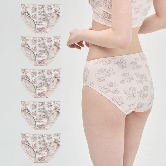 러블리온 여성용 인견 플라워 팬티 AB00 5p