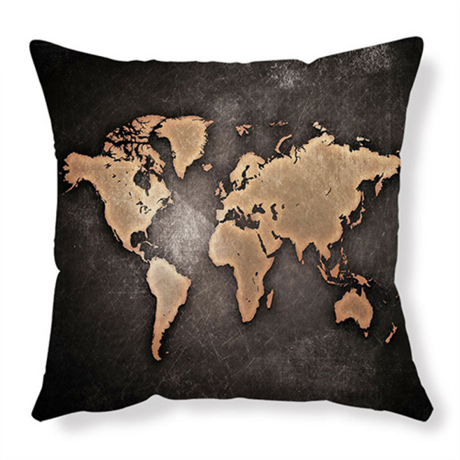 홈플로우 아름다운 지도가 그려진 솜미포함 쿠션커버