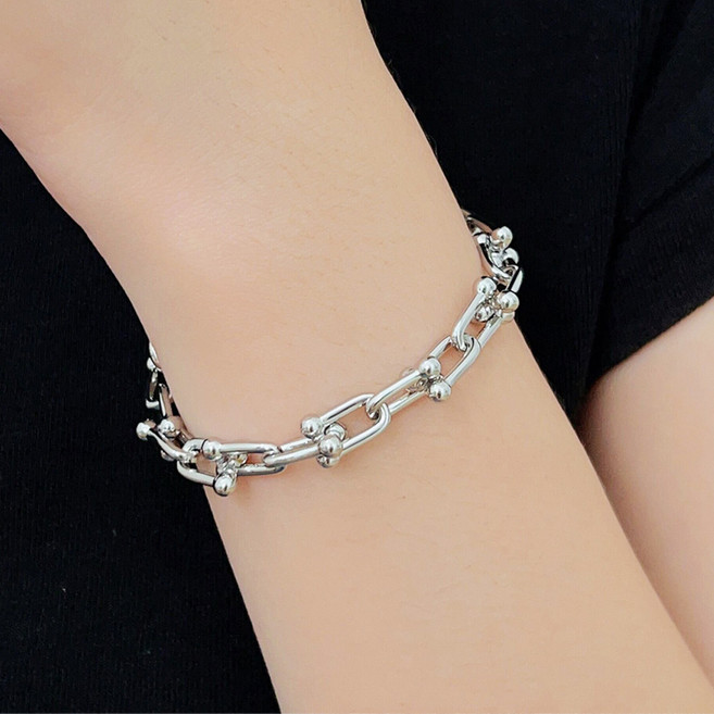 젤루나 써지컬 볼드 라운드 U자 체인 데일리 팔찌 D-26