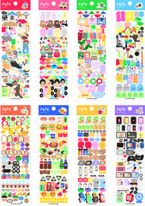 워너디스 오밀조밀 씰스티커 10-17 8가지 세트, 혼합색상, 1세트