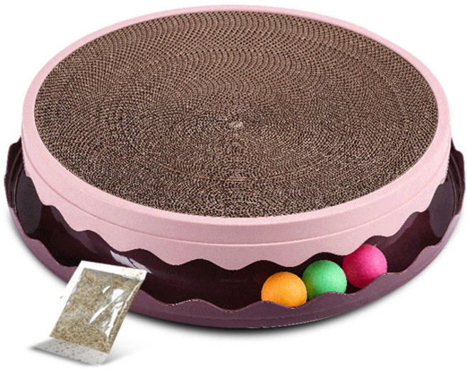 딩동펫 고양이 플레이 멀티 스크래쳐 + 캣닢 세트, 핑크, 1세트