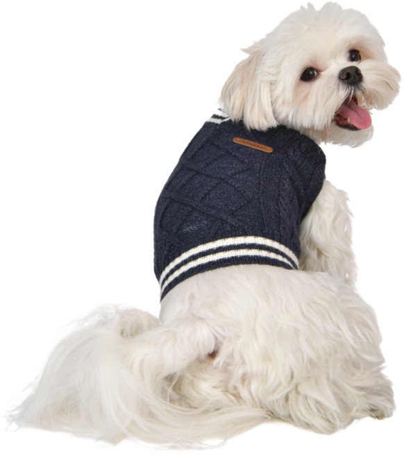 퍼피아 반려동물 스윗 꽈배기 민소매 니트 조끼 TS6490, 네이비, 1개