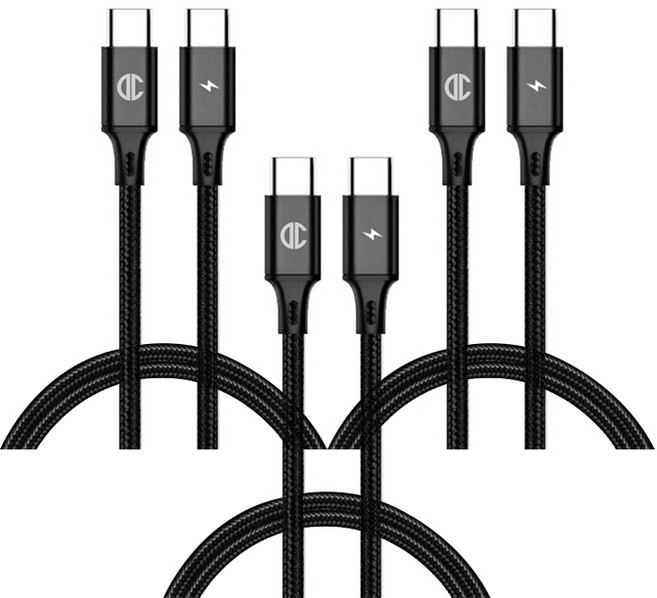 디씨네트워크 페브릭 C타입-C타입 PD 60W 고속충전케이블 3p, 1.2m, BLACK, 3개