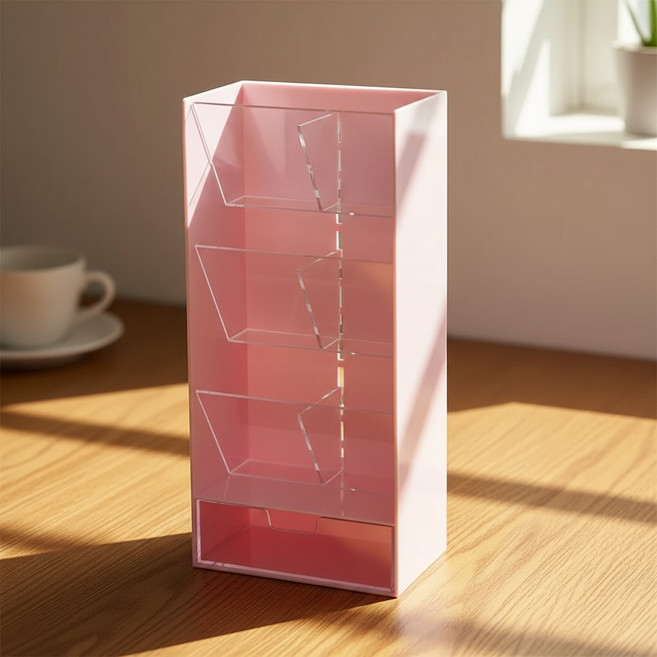 조인메이드 하우스 디자인 분리형 수납함 미니 칸막이, 핑크, 1개