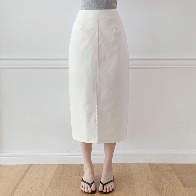 플랜데이 여성용 숏/미디움 기장 텐션굿 폴런 뒷트임 H라인 롱스커트