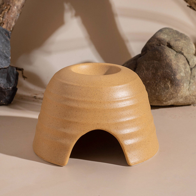 랜보어 파충류 세라믹 가습 은신처 M, 베이지, 1개