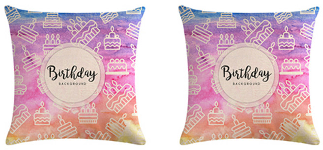 Happy Birthday To Me 레터링 수채화 쿠션 커버 2p