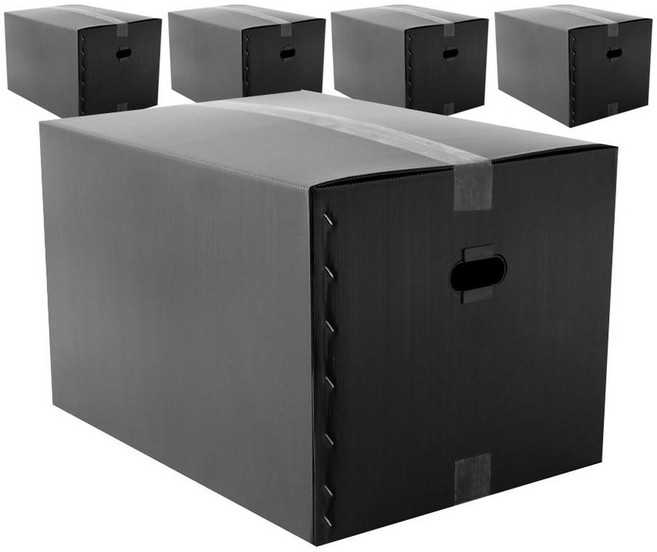 Peulbak 塑膠瓦楞板搬家箱, 黑色, 5個