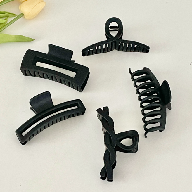 르미다 블랙 매트 무광 집게핀 5종 세트