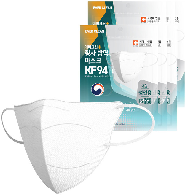 에버뉴크린 황사 방역 새부리형마스크 대형 KF94, 5개입, 6개, 화이트