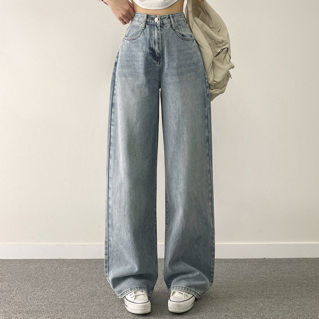 위드후이린 여성용 숏/기본/롱 3단기장 컴포터블 일자 와이드 데님 팬츠