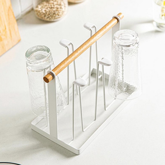 바른리빙 원목 컵걸이 꽂이, 화이트, 1개