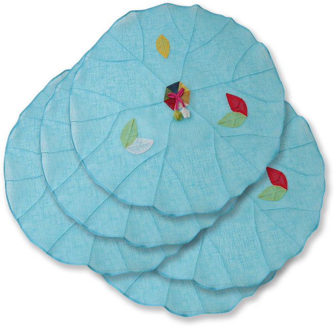 해피툴 나뭇잎 모시 조각 밥상보 블루, 5개