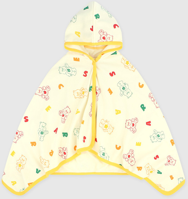 케어베어 아동용 알파벳 케어베어즈 2 in 1 후드 비치 타월