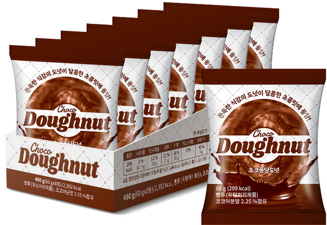 초코퐁당도너츠, 60g, 8개
