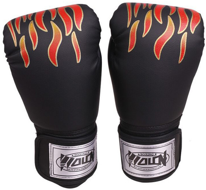 WOLON 五龍 火焰拳擊手套, 1個, 黑色