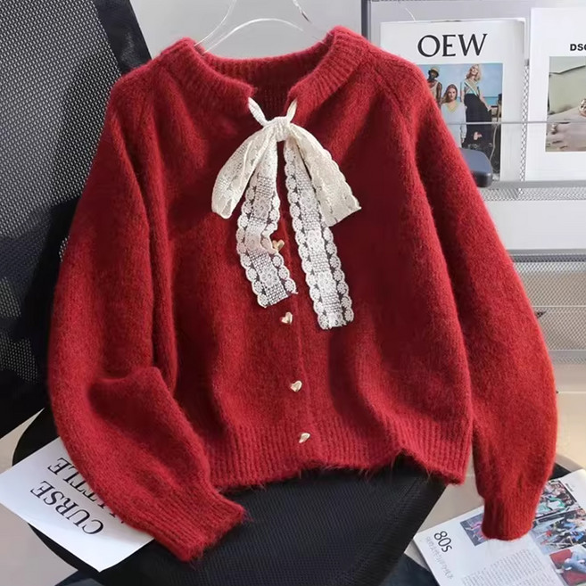 마켓에이 여성용 레이스업 라운드 가디건 M263-0022