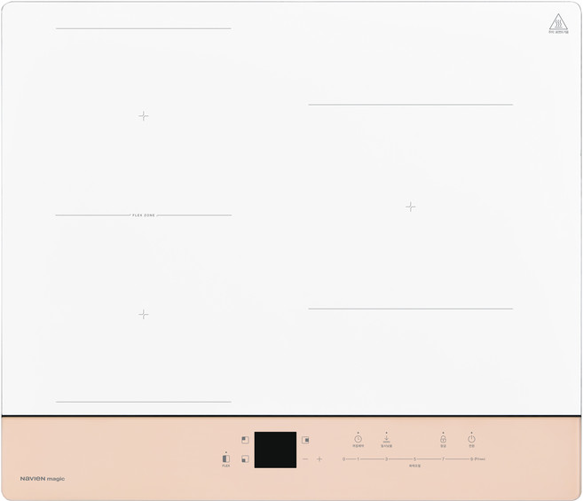 나비엔매직 인덕션 2분할 전기레인지 3구 WHITE + ROSE BEIGE, ERI-3463AF, 빌트인
