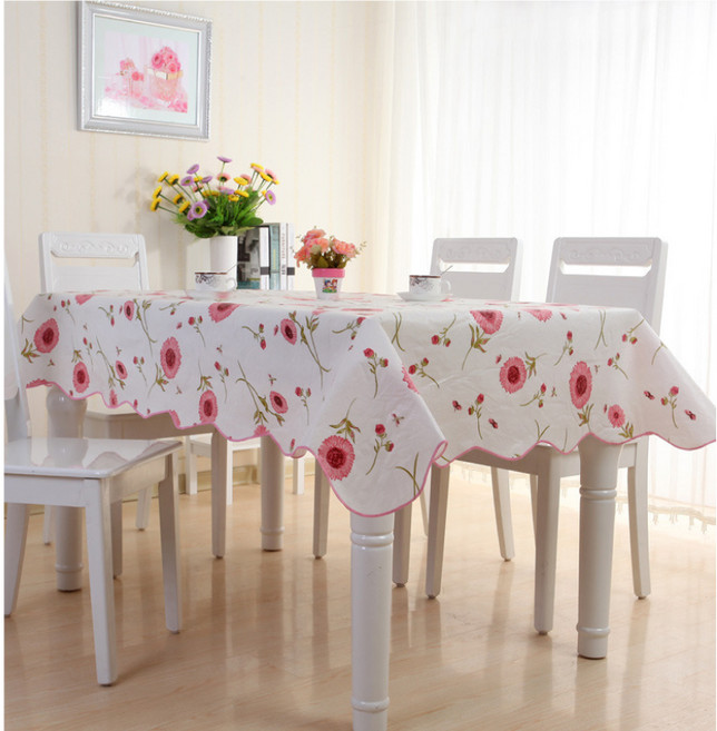 왕실 방수 플라워 4인용 식탁 테이블보, 분홍 해바라기, 137*183cm, 1개