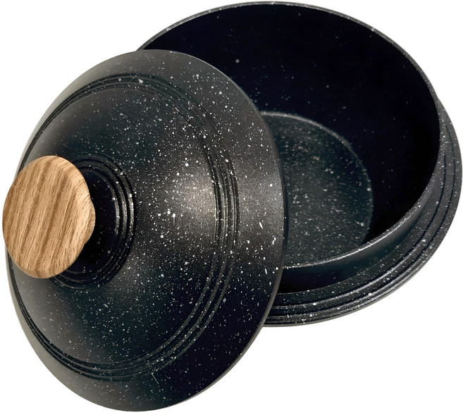 Momtool 電磁爐適用 韓式石鍋 鍋巴飯釜鍋 小型, 1個, 18cm, 黑色