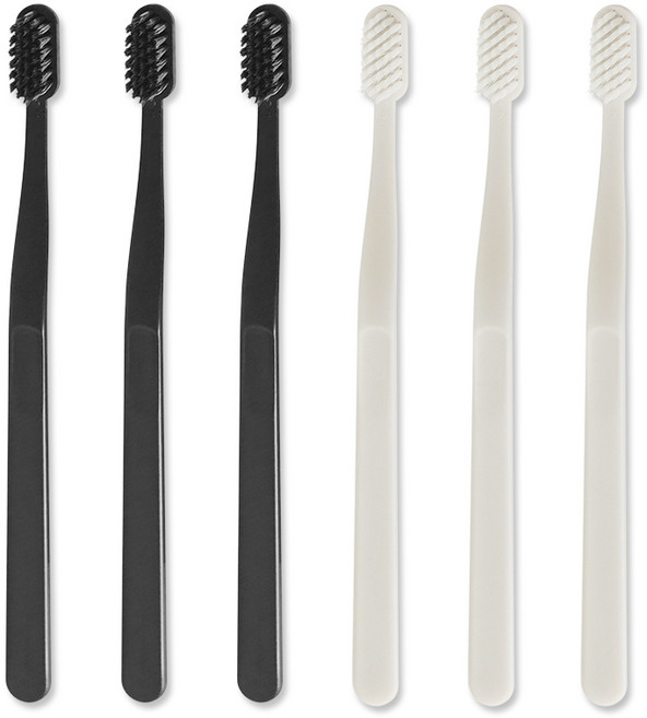 생활도감 칫솔 블랙 3p + 화이트 3p, 6개, 1개입