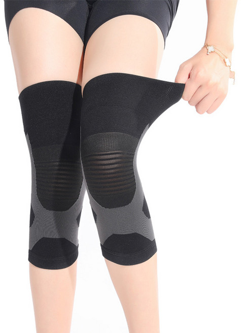 Kyhome 石墨烯自發熱保暖護膝/保暖防寒護膝/高彈運動護具, 黑色, 2個