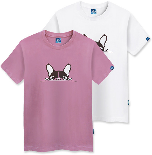 클로니아 귀여운 퍼피 통기성 반팔 티셔츠 CS0T28 2p