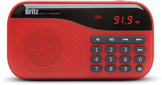 브리츠 휴대용 효도 라디오 MP3 블루투스 스피커, BA-PR1 PLUS, 레드