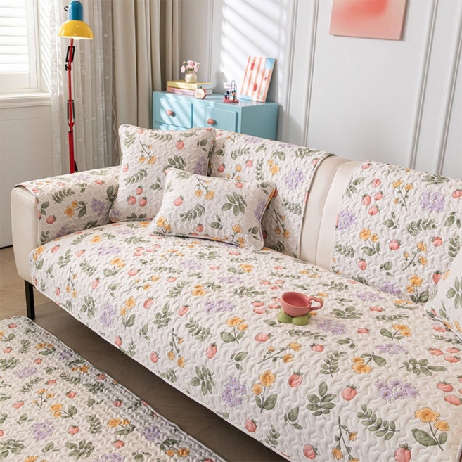 알럽홈 플라워 패턴 봄 누빔 소파 패드 L261-0085T390