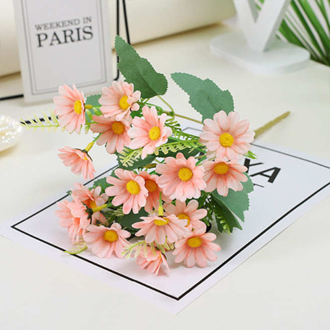 더플로우커머스 조화 홈 웨딩 장식 촬영 소품 카모마일 꽃다발, 샴페인, 1개