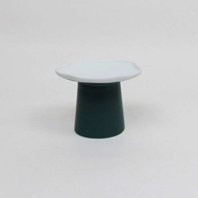 달소금 국산 도자기 꽃 소반 접시, 블루그린, 1개