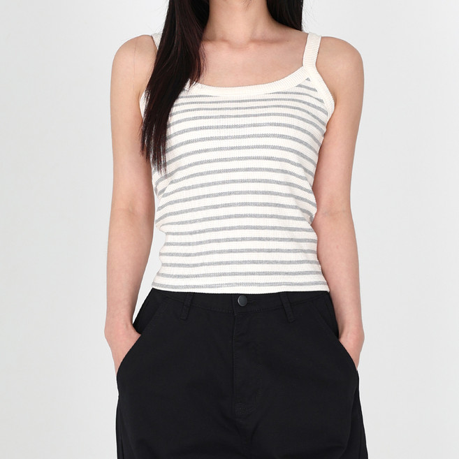 Dotif 女款透氣華夫格條紋無袖上衣 T24SS1-A0272