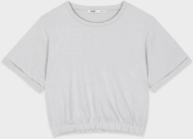 미쏘 여성용 밑단 밴딩 크롭 티셔츠