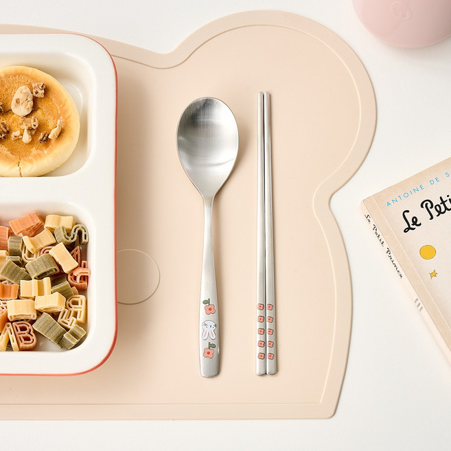 모던하우스 안전한 스텐304 수저세트, 플라워래빗, 1개, 수저 + 젓가락