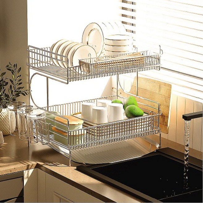 velice 304全不鏽鋼瀝水碗盤架 直立式 大型, 1個, 單一顏色, 2層