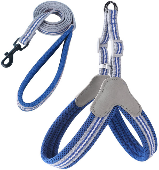 무아즈 강아지 가벼운 하네스 세트, 다크 블루, 1세트