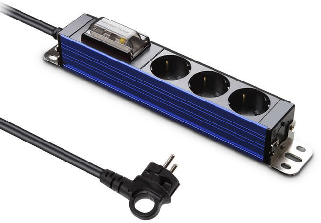 현대일렉트릭 서버탭 알루미늄 고용량 누전차단 멀티탭 3구, 5m, 스페이스 블루, 1개