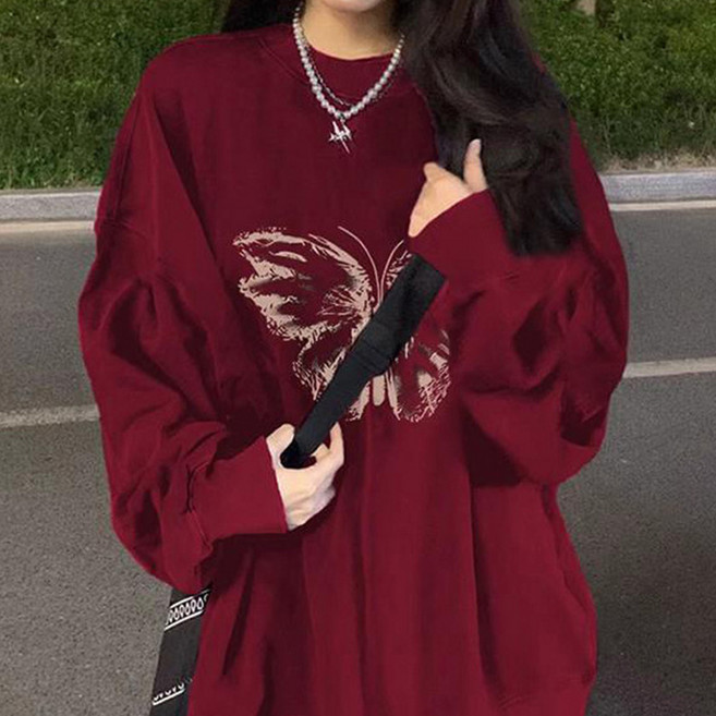 Goodif 女款蝴蝶復古印花大學T