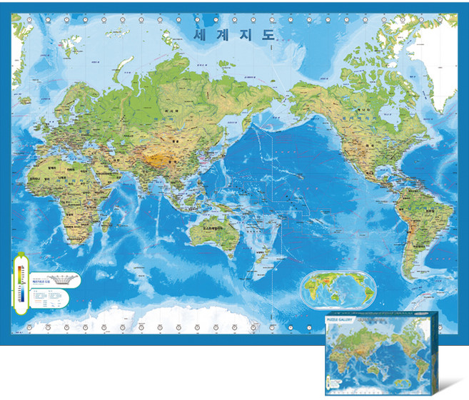 퍼즐갤러리 한글 세계지도 직소퍼즐, 혼합색상, 500피스, 1개