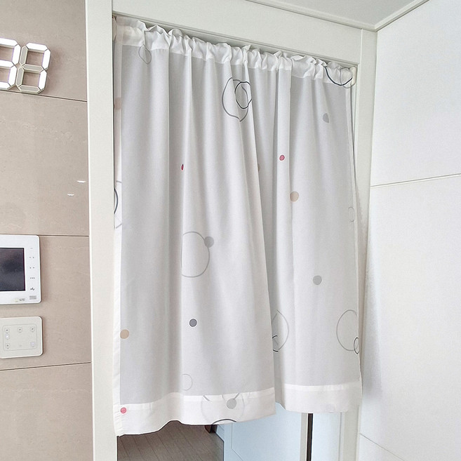 뷰하우스 봉집형 심플라운드 쉬폰커튼 숏타입