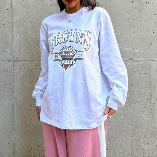 라라온 여성용 통기성 레터링 라운드넥 긴팔 맨투맨 TSP1938