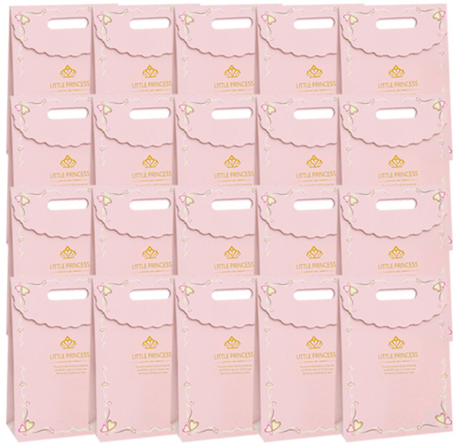 마켓감성 선물포장 프린세스 종이가방 20p, 핑크, 1세트