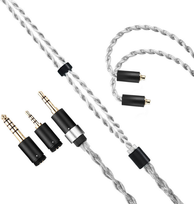 아즈라 호라이즌2 이어폰 mmcx 타입 케이블 + 3 in 1 플러그 2.5mm + 3.5mm + 4.4mm 세트, 실버