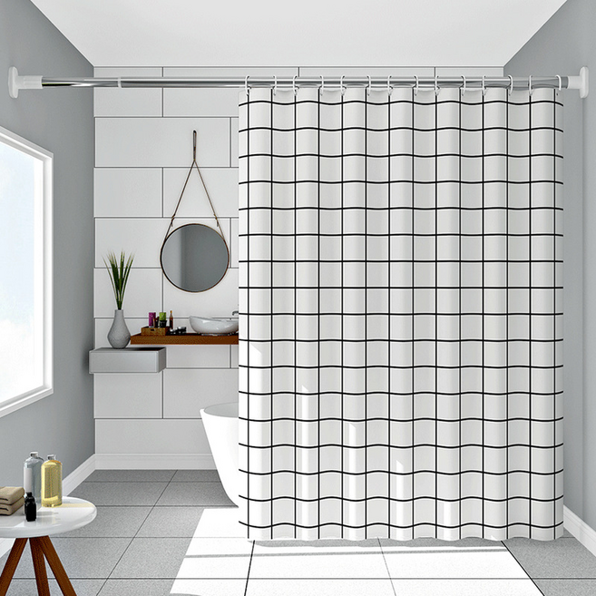 코다치프 심플 peva 욕실 샤워 커튼, 작은 흰색 격자, 1개