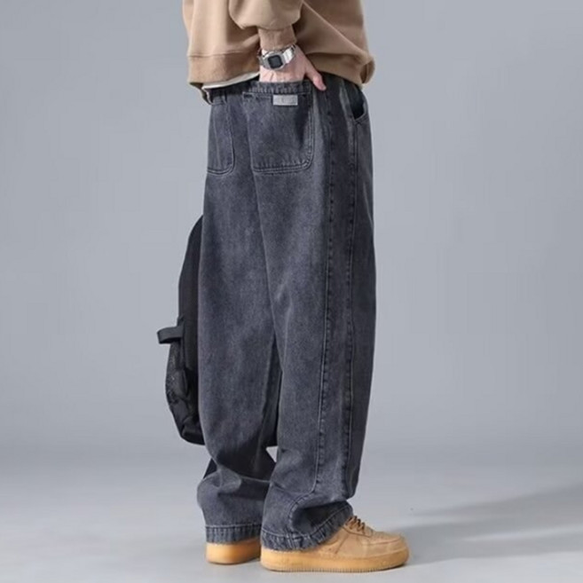 제이티엘 남성용 사이드 레그 일자 루즈핏 데님 바지
