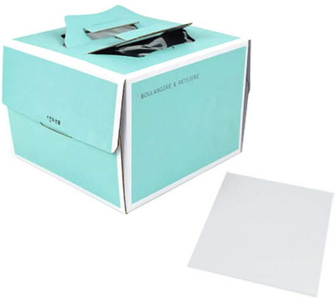 Cheonwoon Package 1號戚風蛋糕盒含方形底板套組, 薄荷色 + 白色, 1組