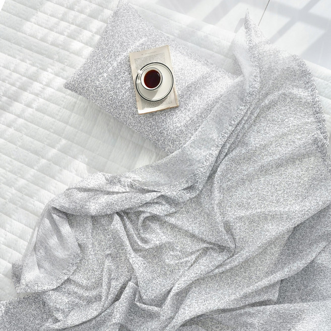 스코홈 눈꽃 냉감 시어서커 홑이불 + 베개커버 세트