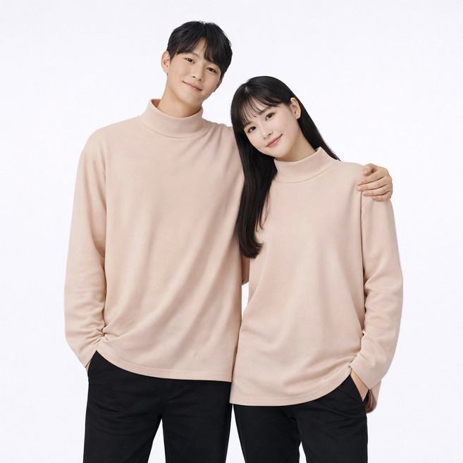 언헤브 남녀공용 하이넥 긴팔 티셔츠