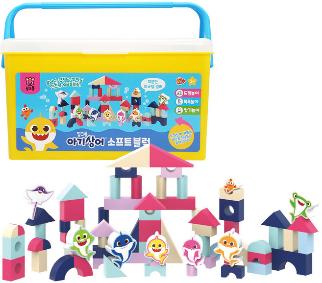 핑크퐁 아기상어 EVA 소프트 블럭 40p + 캐릭터 블럭 8p, 랜덤 발송, 1개